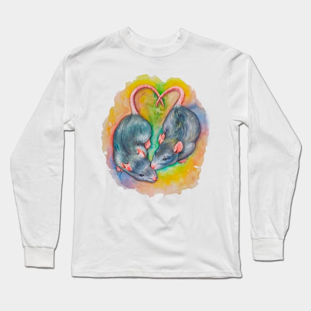 The watercolor rats (mouses) Long Sleeve T-Shirt by LilianaTikage